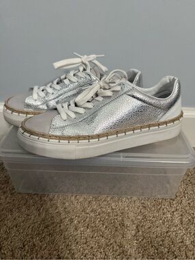 Free People Silver Metallic Platform Sneakers